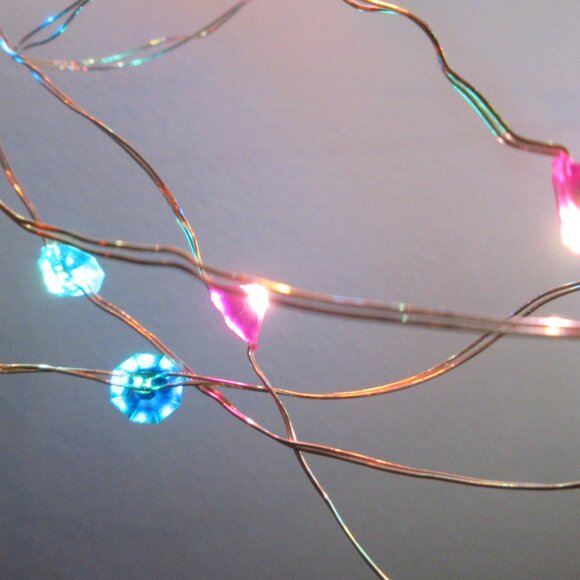 Faux Gemstone String Fairy Lights Multicolor Gem Party Lights Gold tone wire - Picture 13 of 14